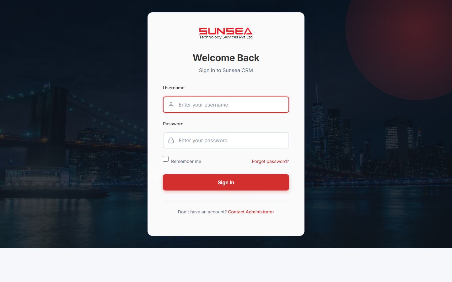 Login page