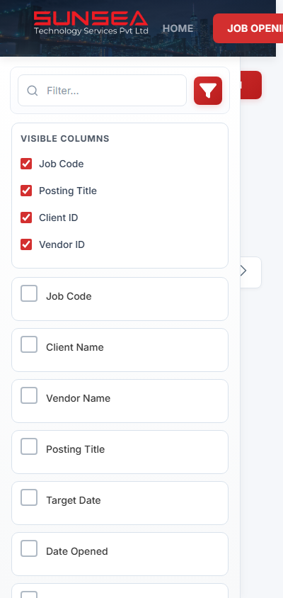 Mobile job list