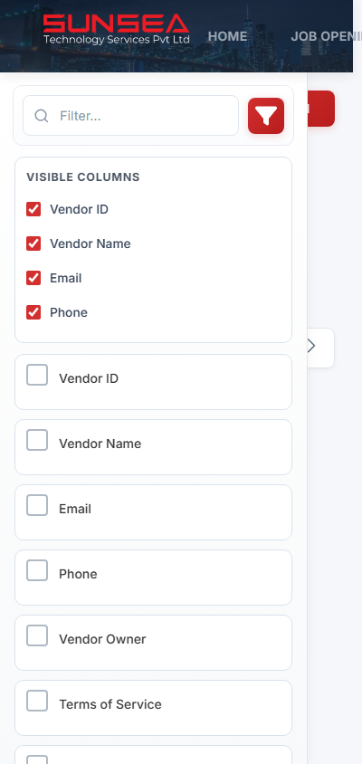 Mobile vendor list