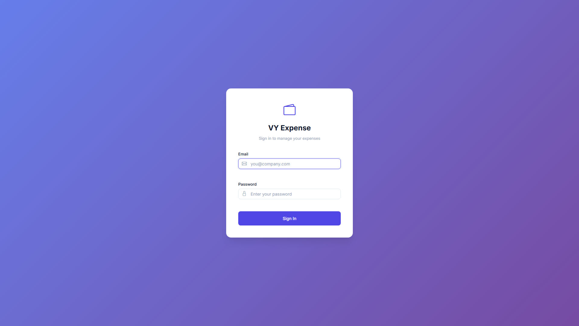 Login screen